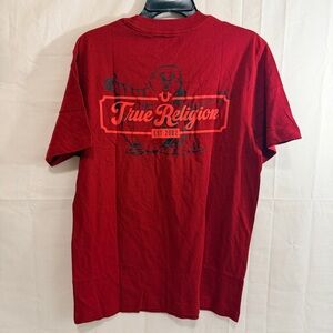 True Religion Men's Red Dahlia TR Branded Buddha T-Shirt Medium